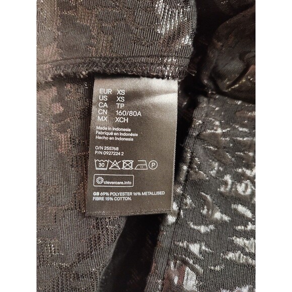 Women's H&M Puff Sleeve Jacquard Top XS Black - Picture 9 of 9